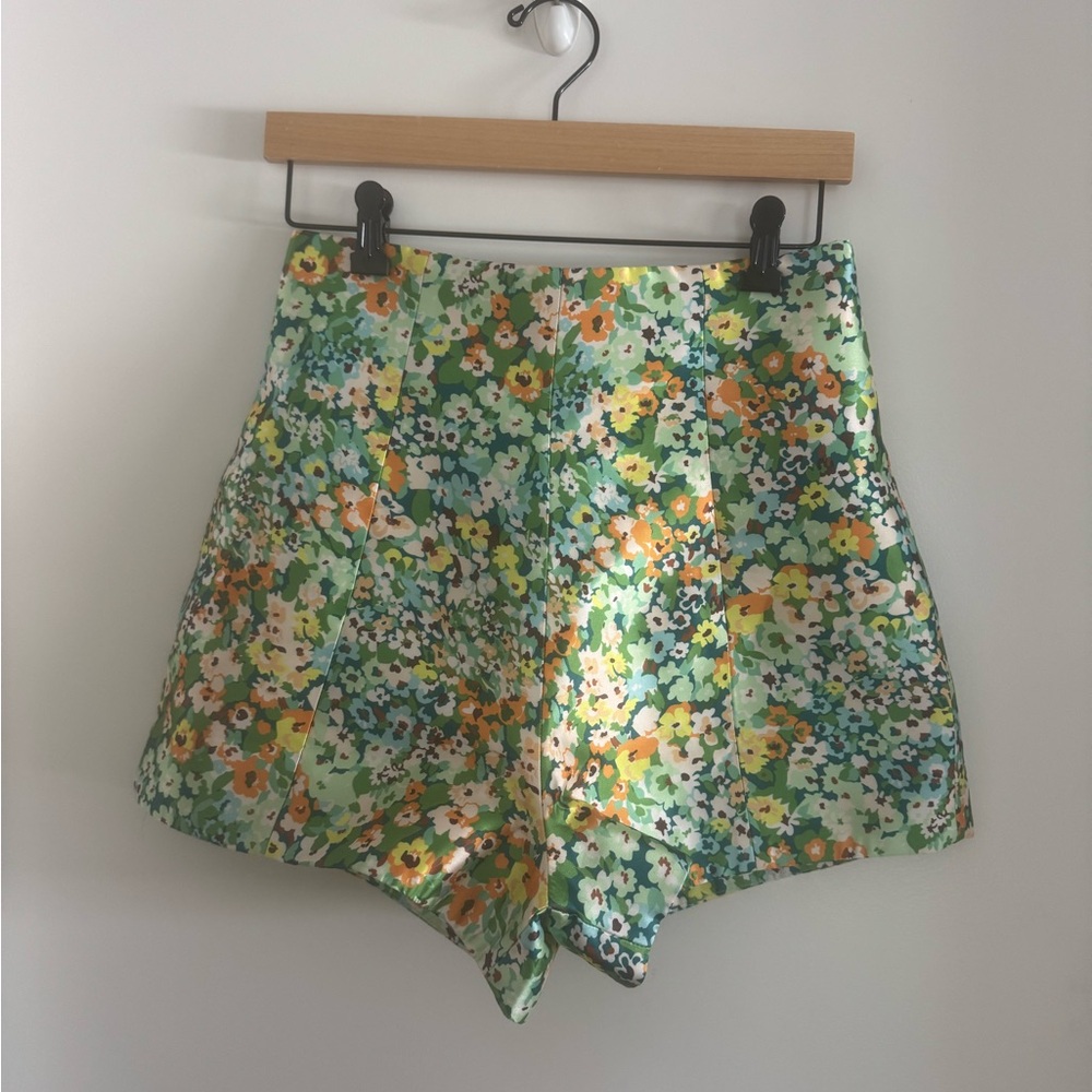 Alemais Multi-colored Floral High-Waist Shorts